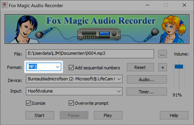 MP3 in Fox Magic Audio Recorder